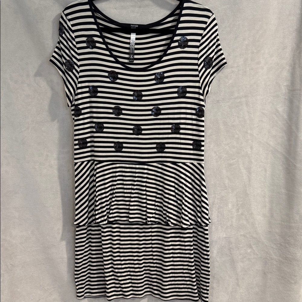 Kensie Black and White Striped Dress